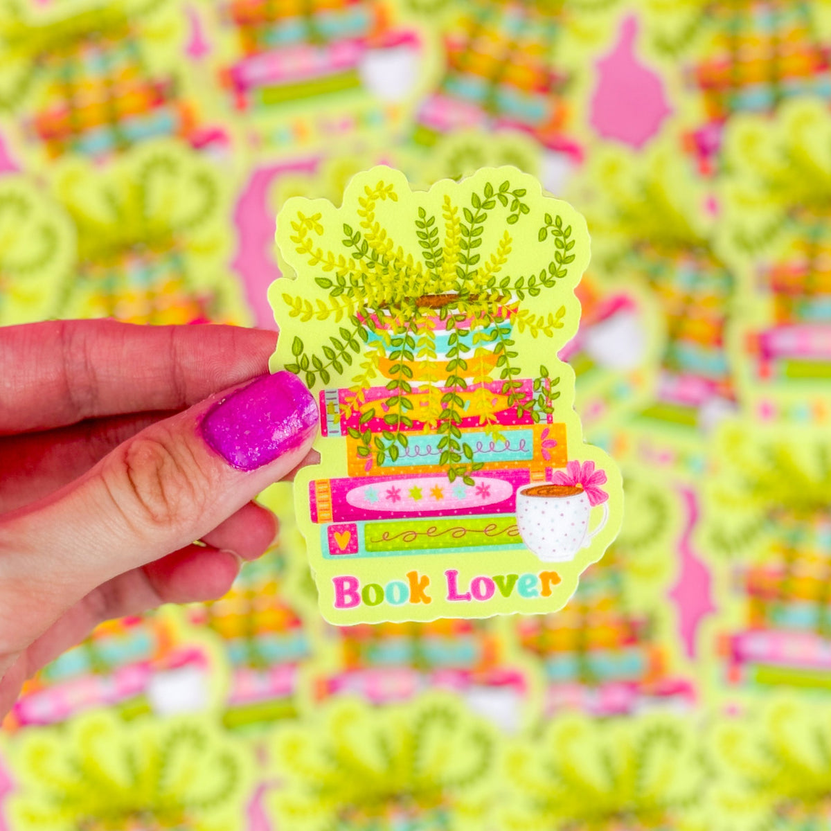 Book Lover Botanical Stack Vinyl Sticker Emily Cromwell Designs