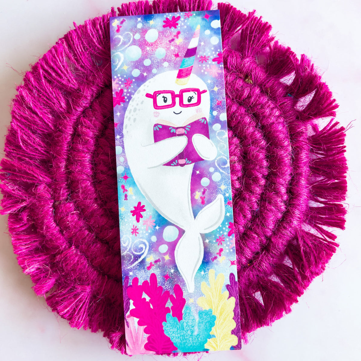 Reading Narwhal Bookmark – Emily Cromwell Designs