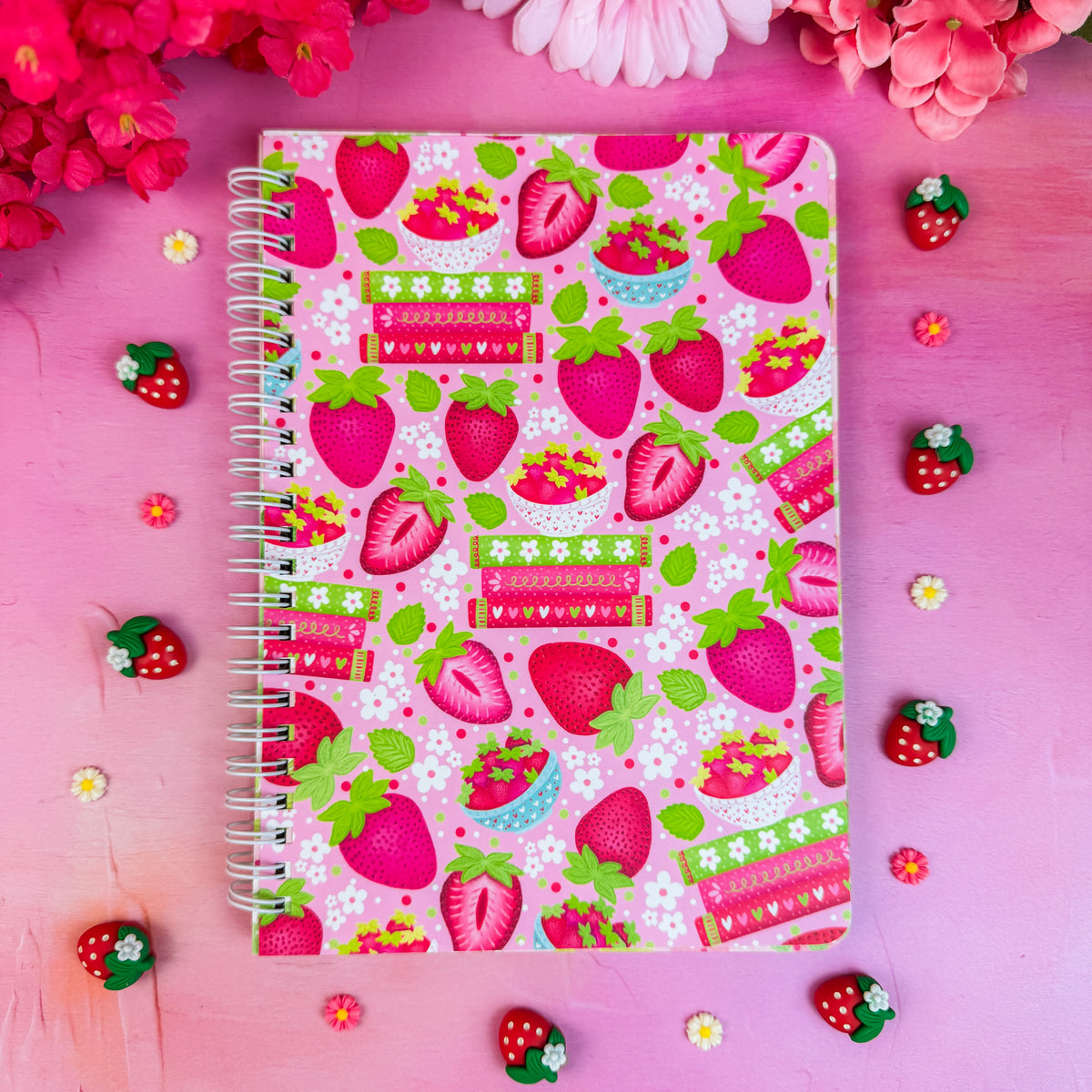 Strawberry Book Stack Pattern Notebook – Emily Cromwell Designs