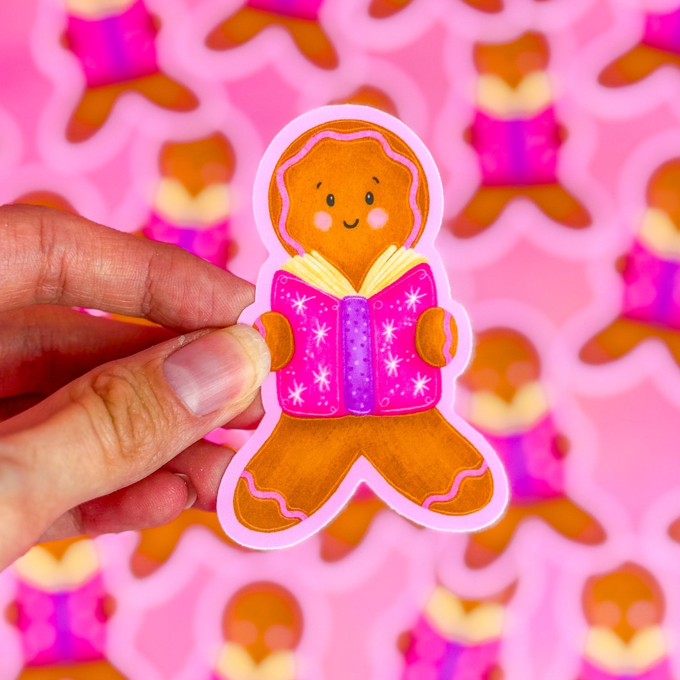 Gingerbread Design Sticker Reading Gingerbread Vinyl Sticker – Emily Cromwell Designs