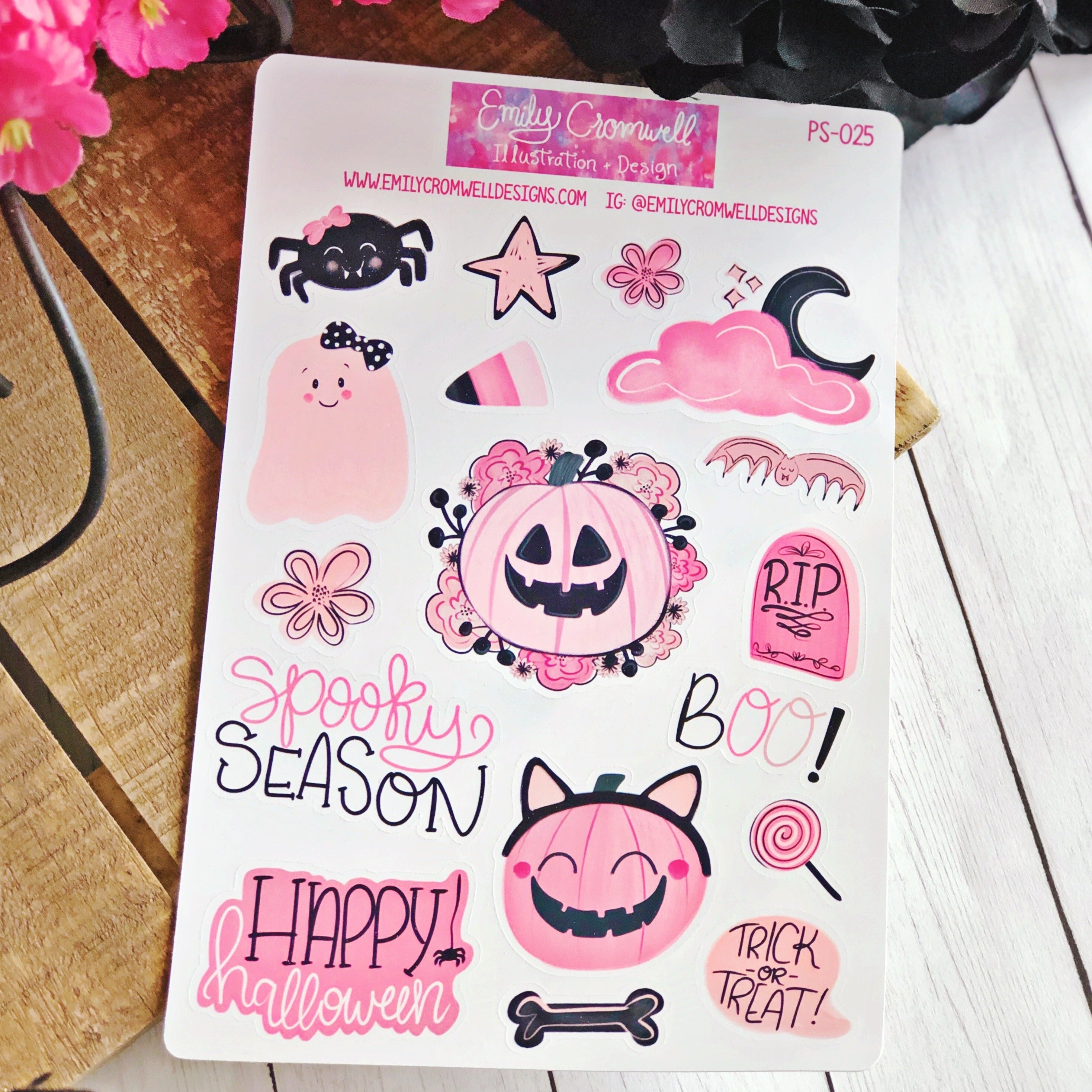 Pink Halloween Weekly Kit for Happy Planner – Stickers by AshleyK