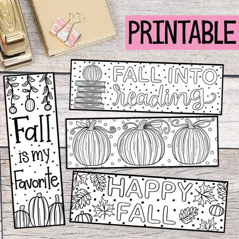 Floral Coloring Bookmarks set of 10, Printable Coloring Pages for