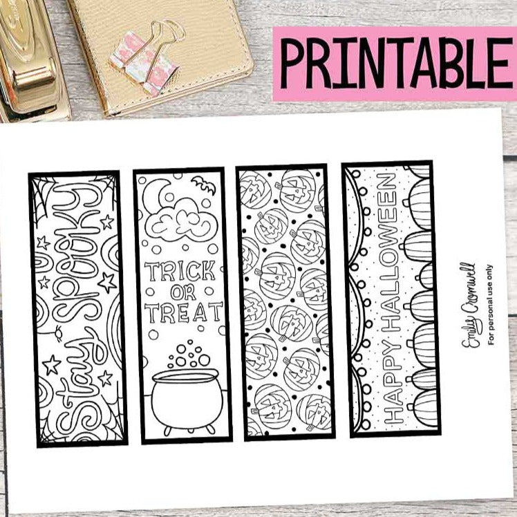 Halloween Bookmarks (4 Printable Coloring Bookmarks- Digital Download) – Emily Cromwell Designs halloween-bookmarks-4-printable-coloring-bookmarks-digital-download-emily-cromwell-designs